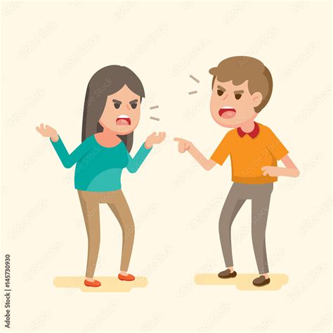 Angry young couple fighting and shouting at each other, people arguing ...