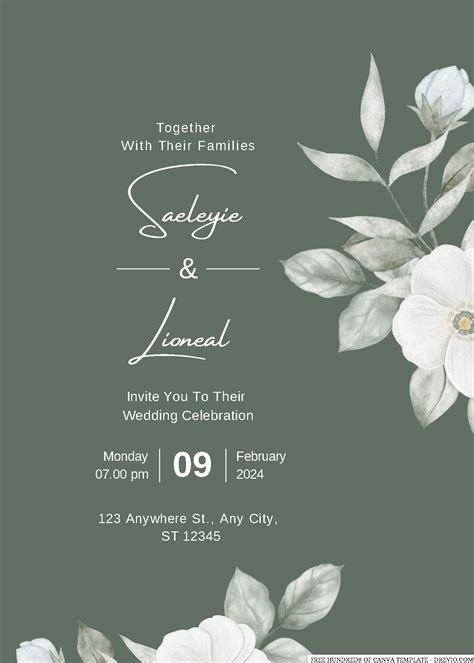 Free Editable Sage Green and White Floral Wedding Invitation | Download ...