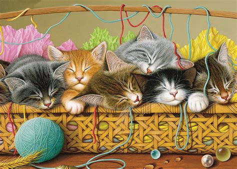 Cobble Hill Kittens in a Basket (Tray) - Premium Puzzles