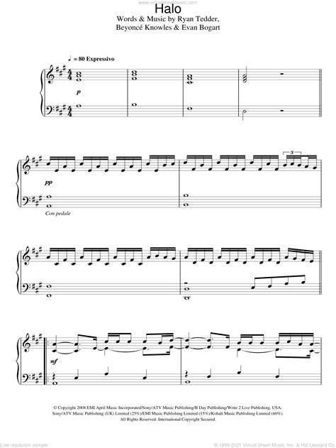 Beyonce - Halo, (intermediate) sheet music for piano solo [PDF]