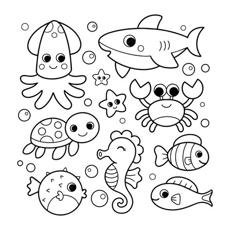 Ocean Animals Coloring Pages For Preschool