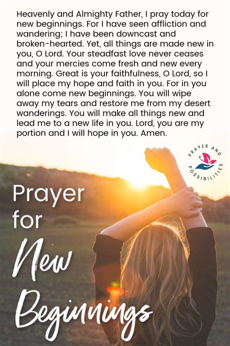 Prayer for New Beginnings | Prayer for new beginnings, Inspirational ...