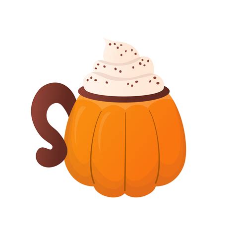 Pumpkin spice latte mug. Flat cartoon style. 32355859 Vector Art at ...