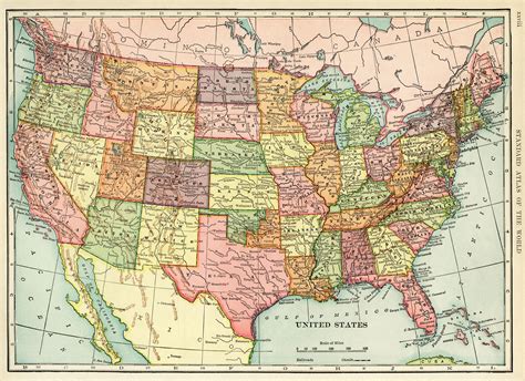 United States map, vintage map download, antique map, history geography ...