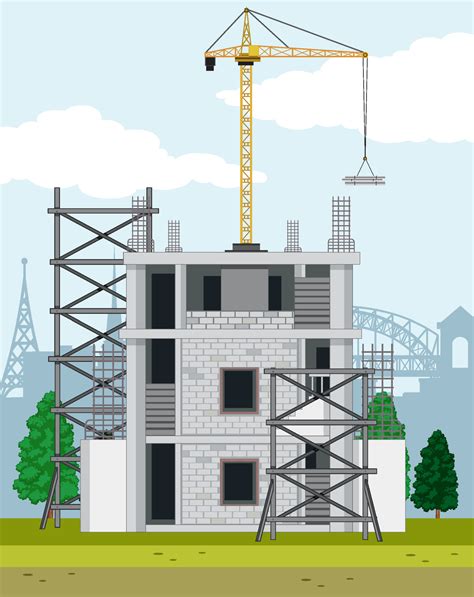 Cartoon scene of building construction site 6581110 Vector Art at Vecteezy