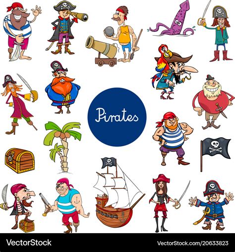 Cartoon pirates fantasy characters set Royalty Free Vector