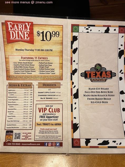 Menu at Texas Roadhouse BBQ, Knoxville, Kinzel Way