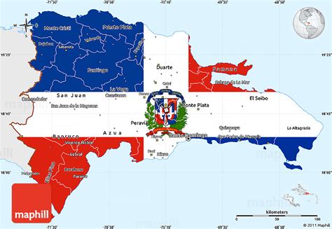 Flag Simple Map of Dominican Republic, single color outside