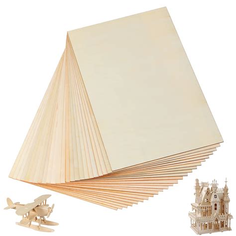 Buy YOUNTHYE 24PCS Unfinished Plywood Sheets, 300x200x2mm Balsa Wood ...