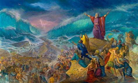 Moses crossing the sea. Jewish Painting Judaica Fine Art print | Etsy