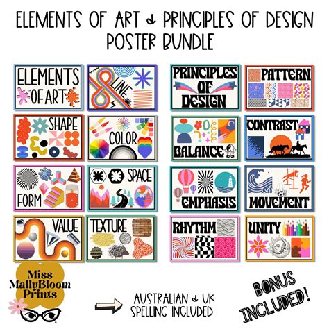 Elements of Art, Principles of Design Poster Bundle, Classroom Decor ...