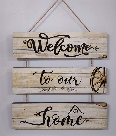 Hanging Welcome to our Home Rustic Vintage Wood Wall Decor Home Décor ...