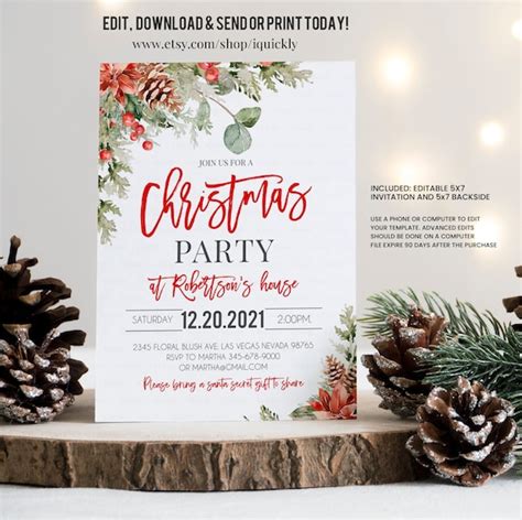 Christmas Party Invitation Christmas Party Invite Christmas - Etsy