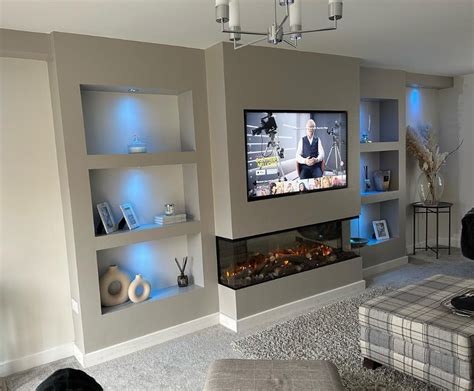 Modern TV Wall With Fireplace | iv yo carpentry