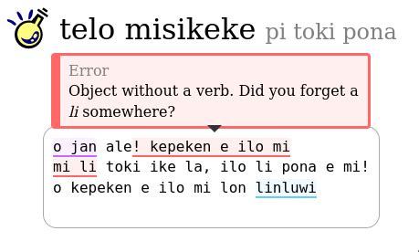 telo misikeke | a toki pona grammar checker