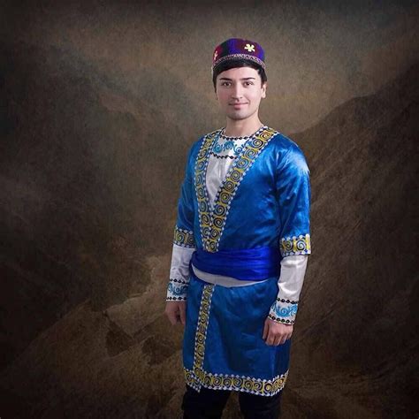 Traditional men´s attire from central Tajikistan (Kulob style) worn by ...