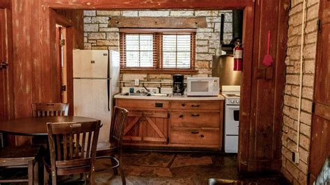 Kitchen in cabin rental unit at Tishomingo State Park in Mississippi