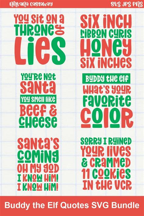 6 Buddy the Elf christmas movie quotes SVG bundle