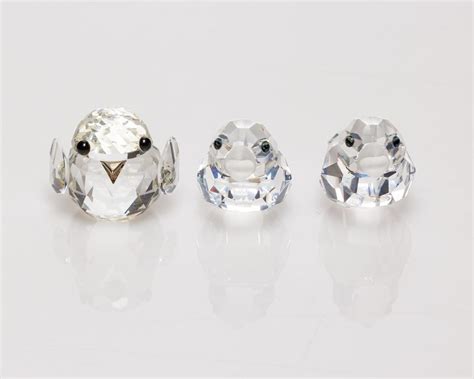 Lot - Three Swarovski Crystal figures of small Birds,