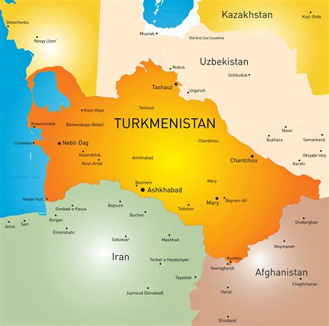 Cities map of Turkmenistan - OrangeSmile.com