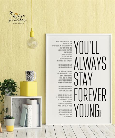 Rod Stewart Forever Young Lyrics decor song print black white | Etsy