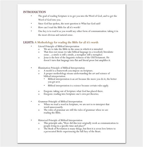 Sermon Outline Template - 12+ For Word and PDF Format