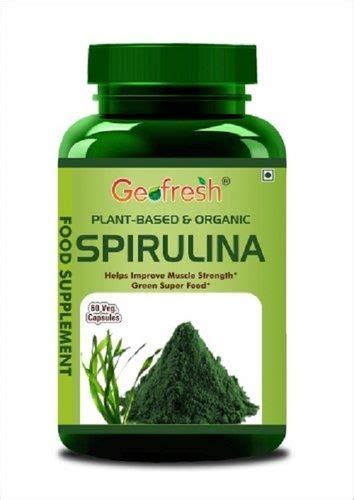 Plant Based And Organic Spirulina Capsules, 60 Veg Capsules Bottle Pack ...