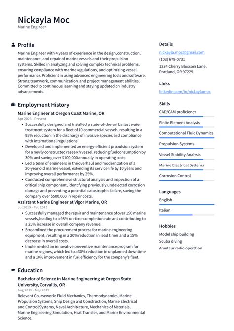 Marine Engineer Resume Examples and Templates | ResumeCat