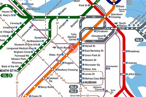 Back Bay station map - Boston subway