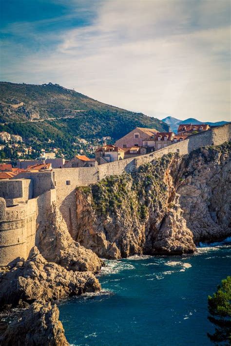 Fortress Wall of Dubrovnik Croatia Stock Photo - Image of waves ...