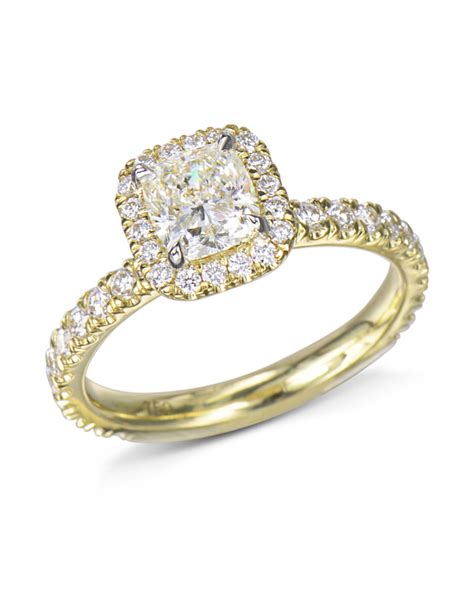 Yellow Gold Diamond Halo Engagement Ring - Turgeon Raine