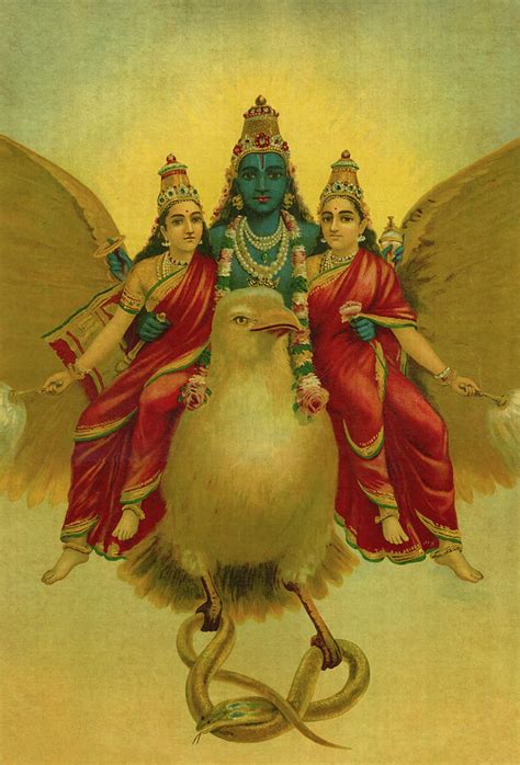 Vishnu, Garuda, Vahana Painting by Ravi Varma - Pixels