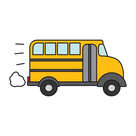 Kids drawing Cartoon Vector illustration flat school bus icon Isolated ...