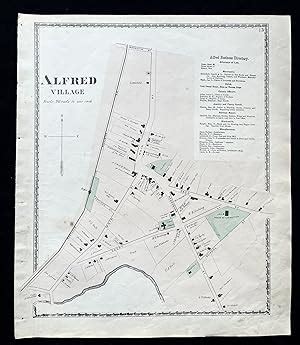 1872 Hand-Colored Street Map of Alfred, Maine with property owner names ...