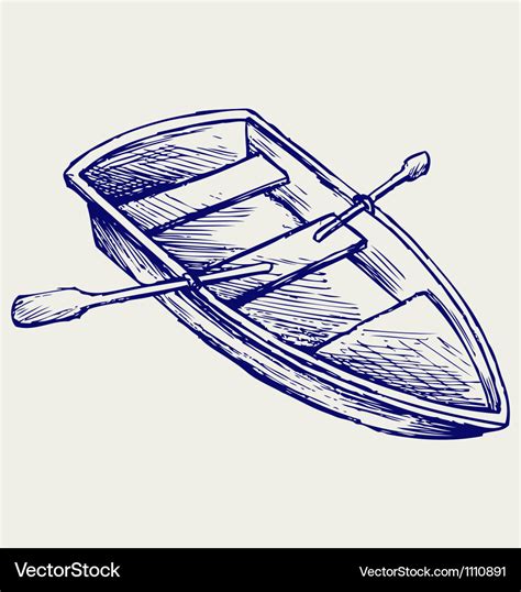 Wooden boat with paddles Royalty Free Vector Image