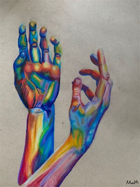 Rainbow Colored Pencil Hand Drawing