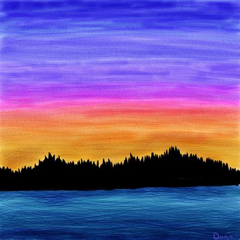 Sunset on the Inlet | Sunset painting, Sunrise painting, Landscape ...