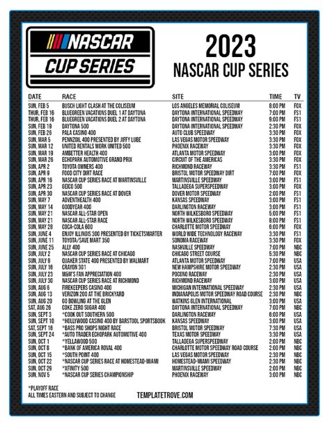 2024 Nascar Cup Series Schedule Printable