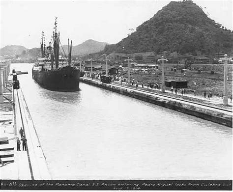 1914 Panama Canal Opening Steamer SS Ancon at Pedro Miguel Locks