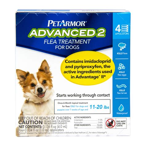 PetArmor Advanced 2 Flea Treatment for Dogs, Medium Dog, 4 Treatments ...