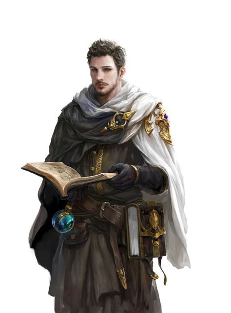 wizard / male spell caster with spellbook and flask male human ...