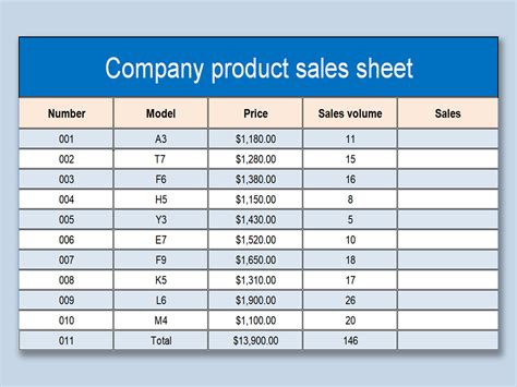 EXCEL of Company Product Sales Sheet.xlsx | WPS Free Templates