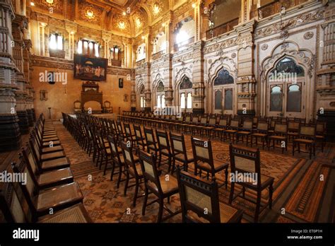 Interior in royal palace of Shahu Maharaj ; Kolhapur ; Maharashtra ...