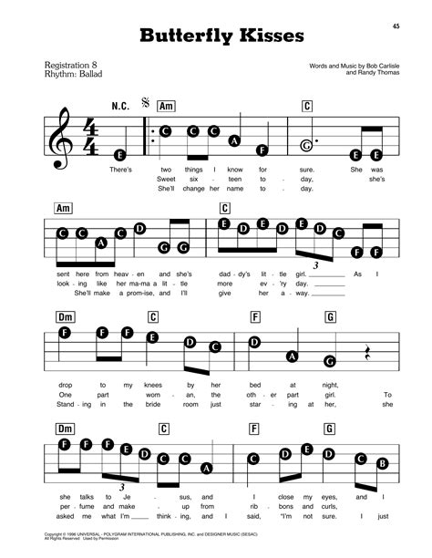 Butterfly Kisses (E-Z Play Today) - Print Sheet Music Now