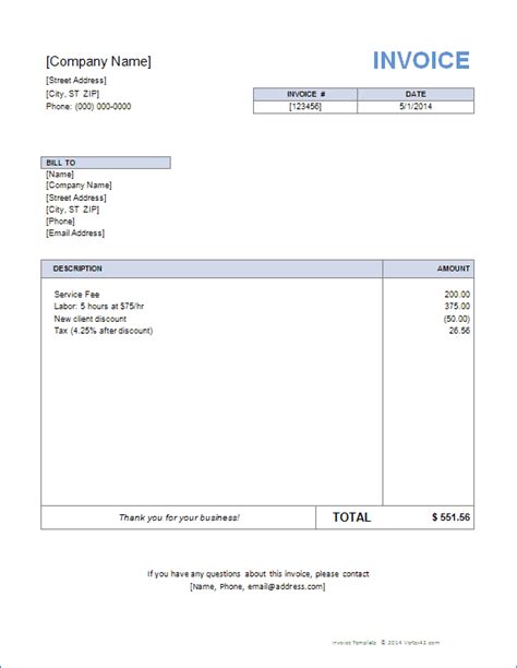 Basic Invoice Template for Word | Free Download