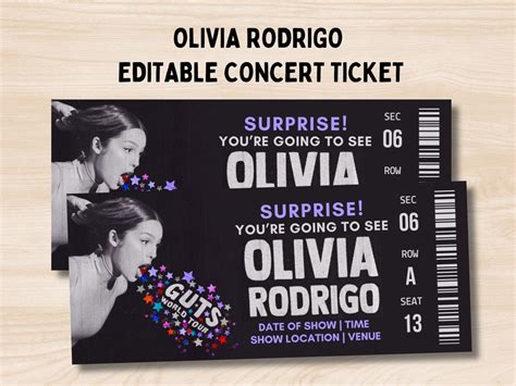 Guts Tour Ticket, Olivia Rodrigo Tour Ticket, Guts World Tour, Concert ...