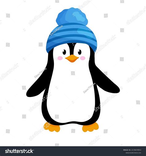 Vector Illustration Cute Little Penguin Blue Stock Vector (Royalty Free ...