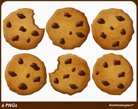 Chocolate Chip Cookie Clipart PNG Download | Etsy