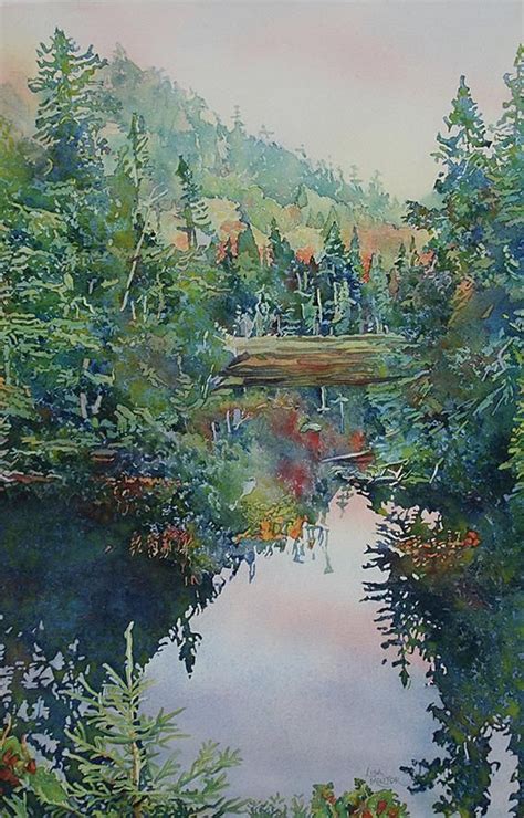 Lake Landscape Painting Print, Lake Scene Watercolor, Lake Landscape ...