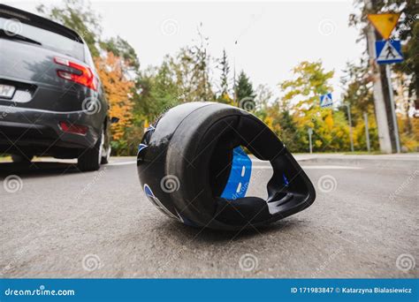 Helmet after accident stock image. Image of crossing - 171983847